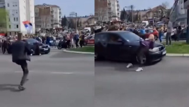VIDEO/ Rriten tensionet në Serbi, makina përplaset me protestuesit