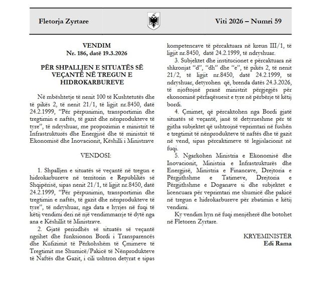 Hyn në fuqi “Bordi” për karburantet, në mbledhjen e