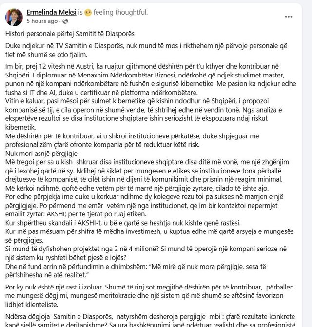 Samiti i Diasporës, Meksi sjell historinë personale:  Kur ryshfeti