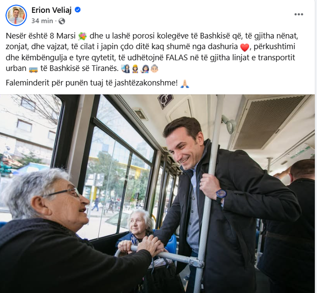 8 Marsi/ Veliaj: I lashë porosi kolegëve për vajzat dhe