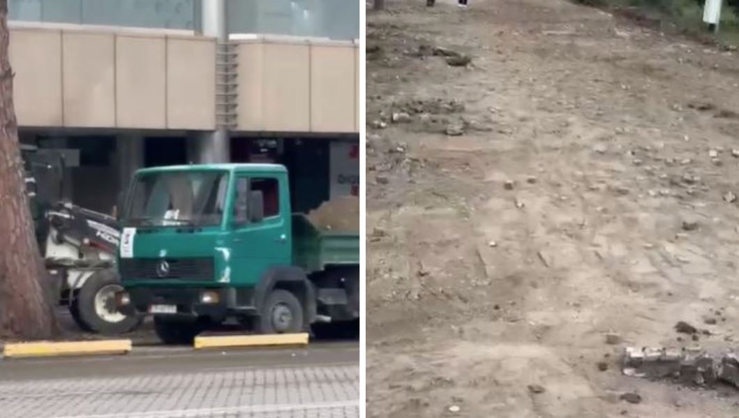 Punonjësit e bashkisë shkatërrojnë trotuaret, heqin
